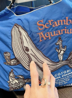 吾身绣品 鲸鱼日本刺绣尼龙日本ballchain尼龙袋环保袋包购物袋