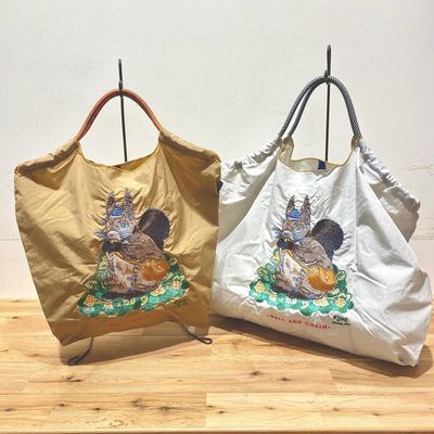 吾身绣品日本小松鼠刺绣购物袋ballchain环保袋购物袋包