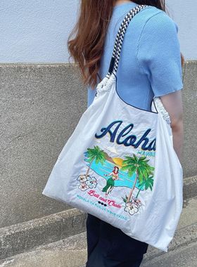 新款夏威夷 日本刺绣环保袋包日本ballchain尼龙袋购物袋刺绣尼龙