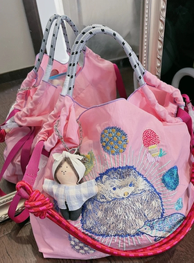 吾身绣品 刺猬日本ballchain刺绣环保袋购物袋包单肩包斜