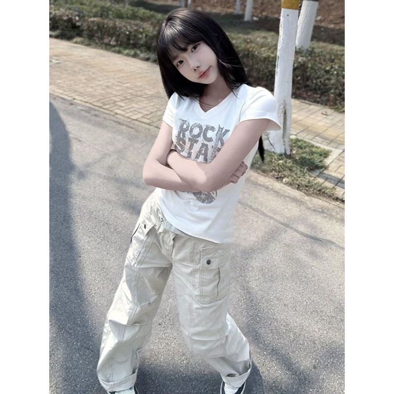 2026新款夏季女装正肩短袖T恤女修身显瘦印花英文独特绝美小上衣
