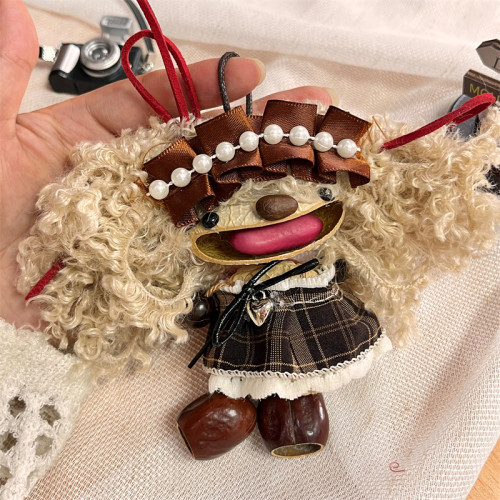 爆炸头手作果壳娃娃摇铃钥匙扣