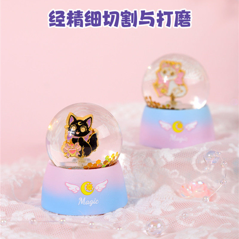 ins风少女心独角兽房间装饰品小摆件卡通创意桌面树脂水晶球礼物