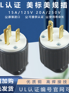 lk美标插头5-15PUL认证电源插头美规美式110V15A20a接线插座母座