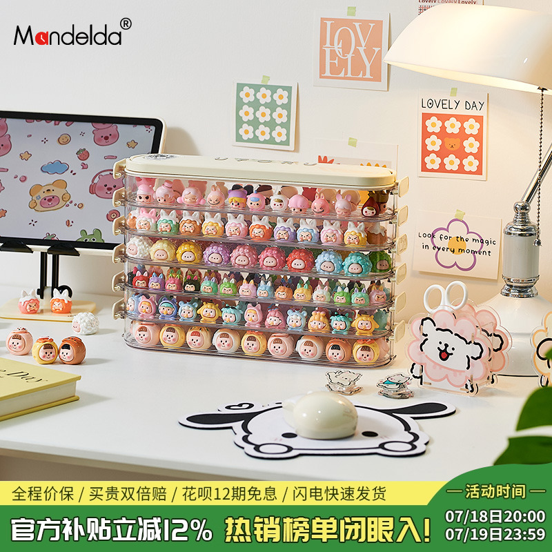 满得达盲盒展示架收纳柜亚克力泡泡玛玩偶摆件积木萌粒手办盒