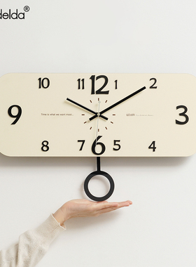 mandelda免打孔欧式奶油创意钟表挂钟石英钟客厅餐厅家用时钟挂墙