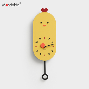 Mandelda免打孔现代简约客厅挂钟家用挂墙时钟2025新款 网红钟表