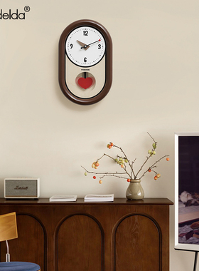 Mandelda免打孔中古风挂钟客厅创意钟表挂墙高级感时钟2025新款