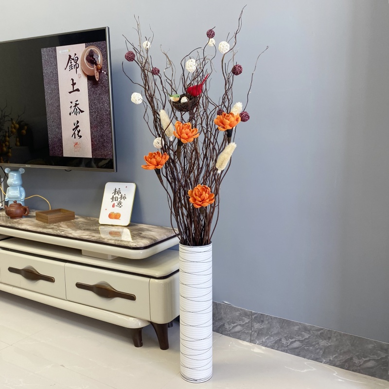 中萃天然树枝落地套装混合仿真花