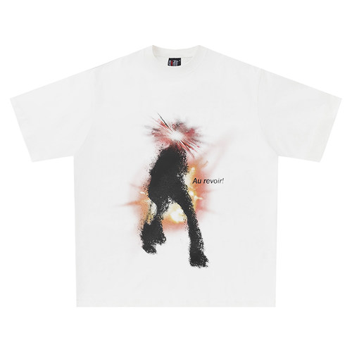 Glowing Fuzzy Portrait 美式复古短袖宽松高街模糊影子潮牌t恤