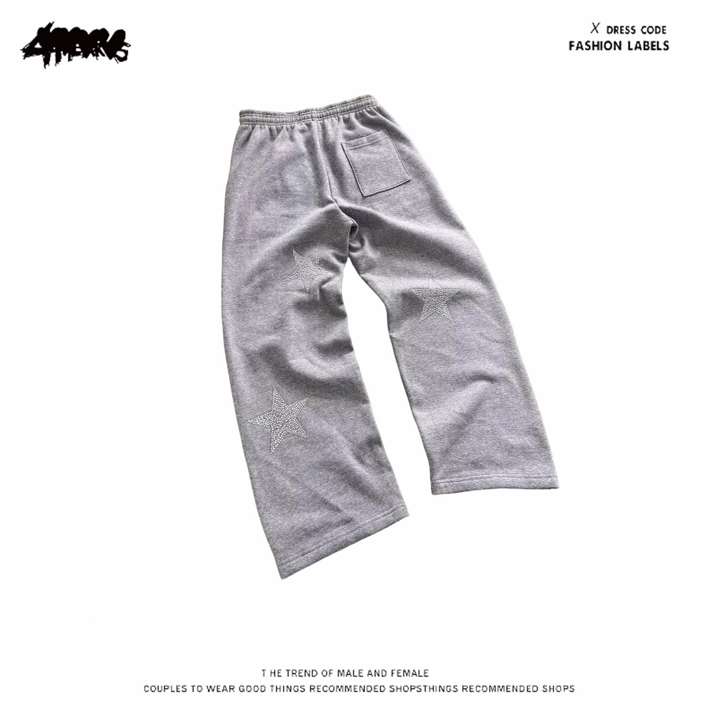 y2k hoodie~街头休闲风宽松直筒卫裤灰色长裤高街嘻哈抽绳运动裤