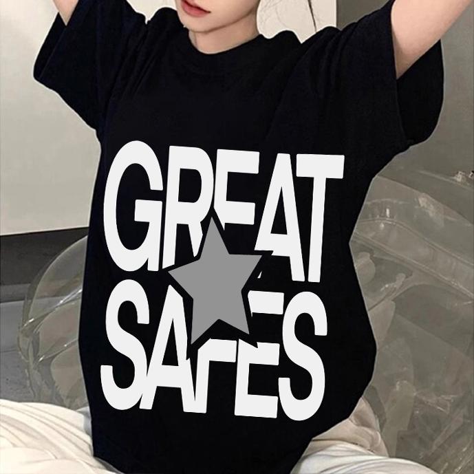 设计感小众字母印花慵懒风短袖