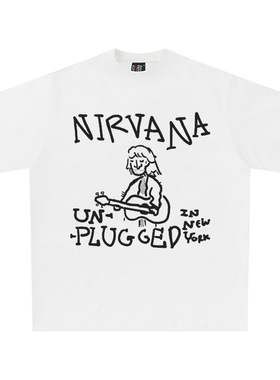 NIRVANA涅槃摇滚乐队枪花gunsnroses朋克经典黑白宽松百搭短袖T恤