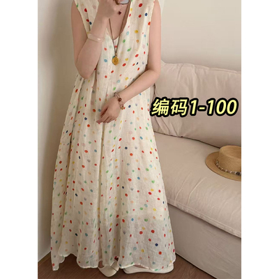 半自由编码【1-100】碎花裙欧若风吊带裙慵懒风文艺宽松仙女裙