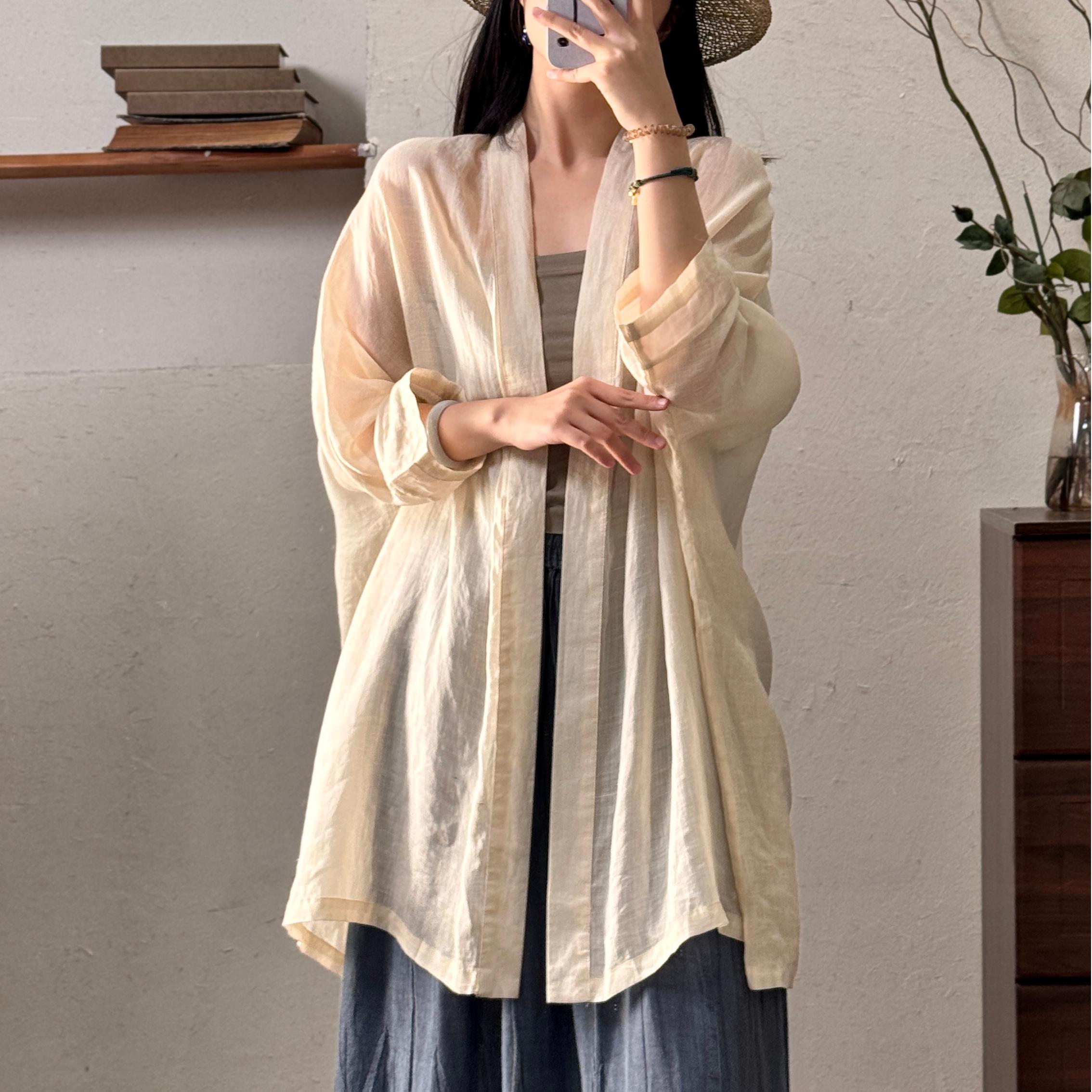 汉麻开衫外套夏季中式宽松无扣