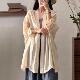 外套中长款 开衫 气质上衣 宽松中长款 半自由原创苎麻无扣外披中式