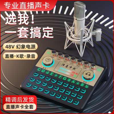 声卡直播套装主播专用唱歌声卡手机电脑通用录音话筒k歌48v声卡