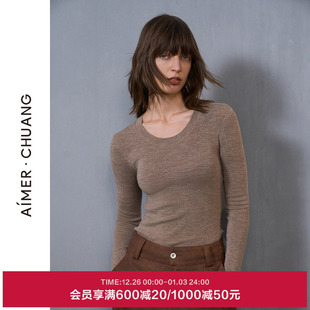 AIMER 打底上衣CA721552 CHUANG馈然4保暖秋冬女含羊毛圆领长袖