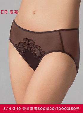 爱慕星海春夏内裤女棉质抗菌底裆性感蕾丝中腰平角裤AM23A941