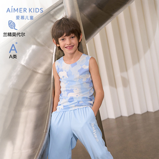 爱慕儿童A类兰精莫代尔男孩男童宽肩背心净痕可外穿儿童背心夏季