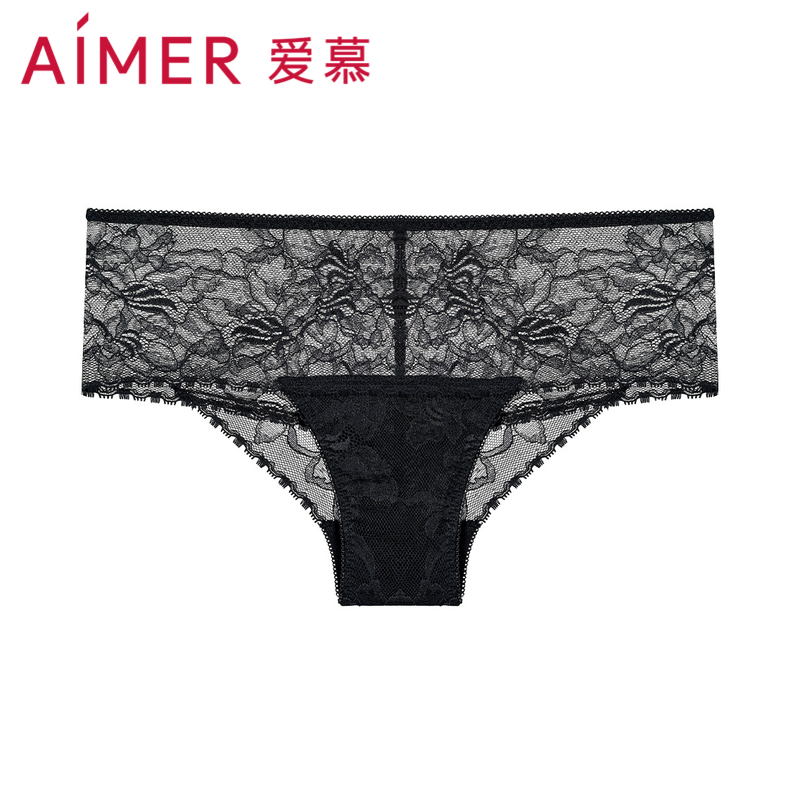 爱慕云起蕾丝夏季内裤女性感蕾丝棉质底裆中腰巴西裤AM229912