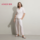 AM46C891 分身家居套装 爱慕26春夏悠然睡衣女棉质翻领开衫 短袖