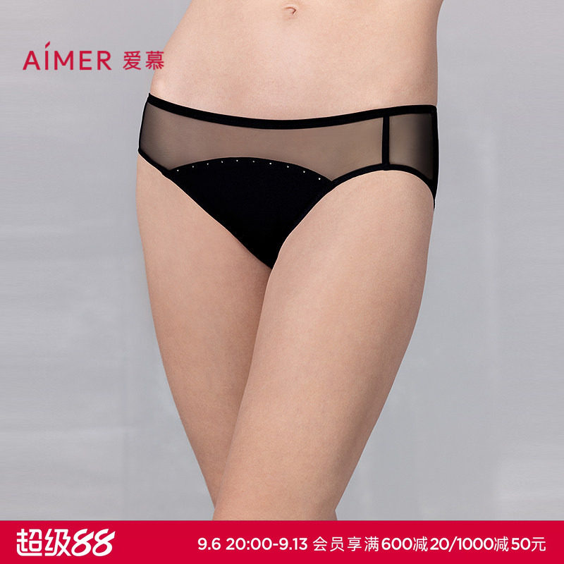 爱慕25夏倾心之约内裤女棉质抗菌底裆性感蕾丝低腰三角裤AM22A821