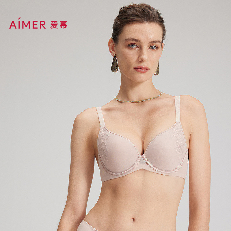 爱慕25夏季轻语内衣女3/4三明治薄模杯大胸显小文胸AM11C231