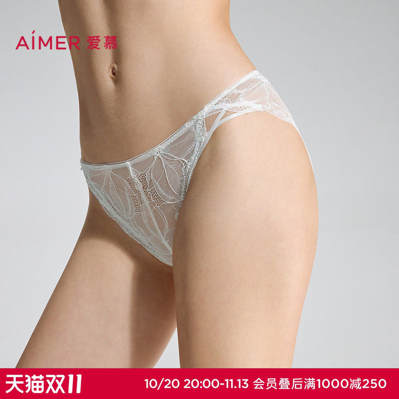 爱慕无尽夏内裤女棉质里裆性感蕾丝低腰三角裤AM22D701