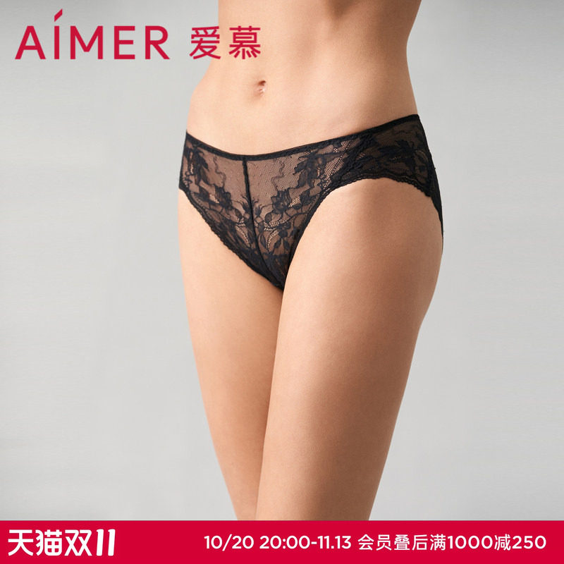 爱慕奇妙邂逅内裤女春夏棉质底裆性感蕾丝低腰三角内裤AM229821