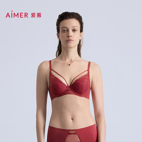 爱慕瑰丽内衣女3/4无纺布大胸显小大罩杯红薄杯文胸AM12C371