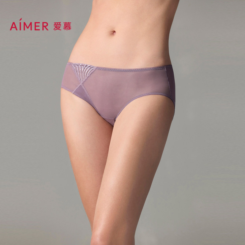 爱慕宫羽内裤女棉质底裆性感网纱中腰平角裤AM23A361,女士内衣/男士内衣/家居服,平角裤,淘宝优惠券,粉丝福利购,淘宝优惠卷