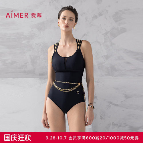 爱慕夏时女士性感海边圆领连体泳衣25春夏AM68B311