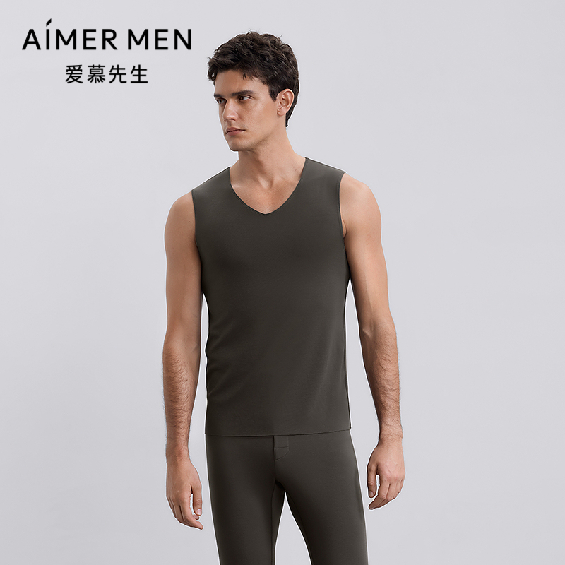 爱慕先生秋冬燚暖衣净痕系列保暖男士含山羊绒宽肩背心NS72J272P