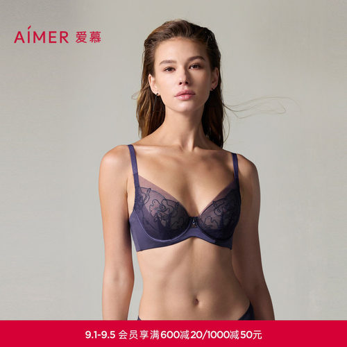 爱慕玫瑰丝语内衣女3/4薄杯性感蕾丝大胸显小文胸AM13A061
