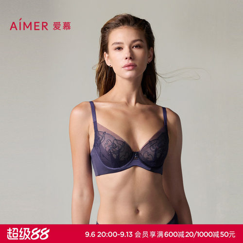 爱慕玫瑰丝语内衣女3/4薄杯性感蕾丝大胸显小文胸AM13A061