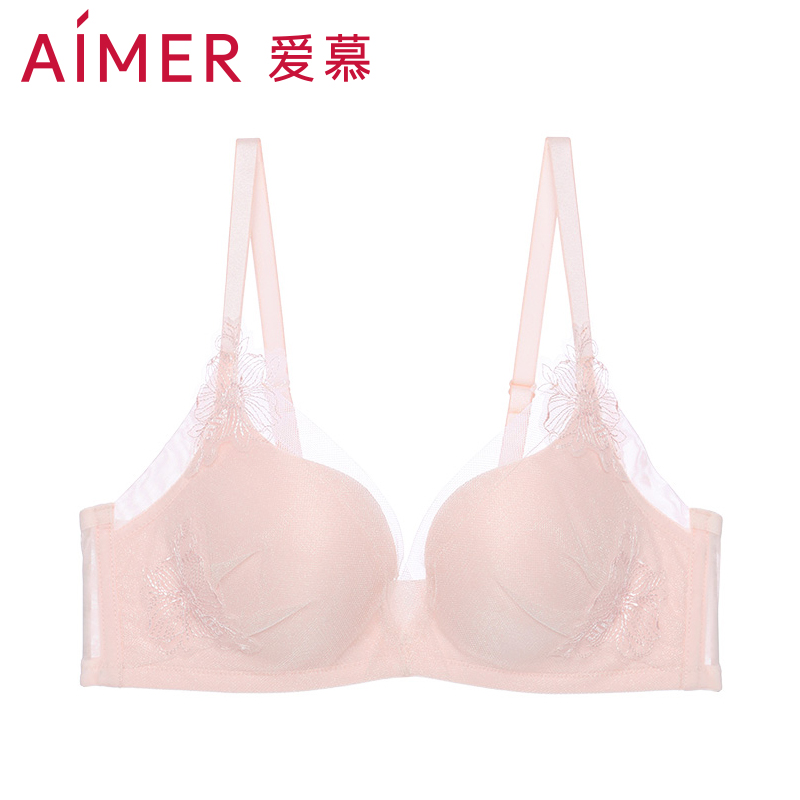 隐孔杯爱慕内衣女无钢圈小胸中厚聚拢文胸AM170621S