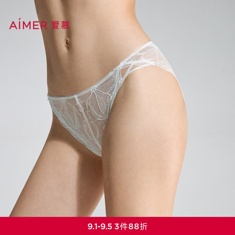 爱慕无尽夏内裤女棉质里裆性感蕾丝低腰三角裤AM22D701图片
