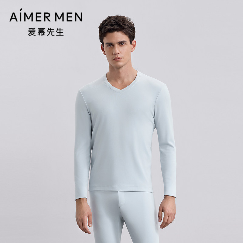 爱慕先生25秋冬燚暖衣暖芯3.0保暖男含山羊绒V领长袖上衣NS72M661