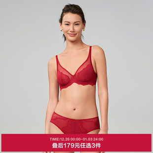 马年 女本命年红色棉质底裆蕾丝中腰三角内裤 3条179元 爱慕内裤