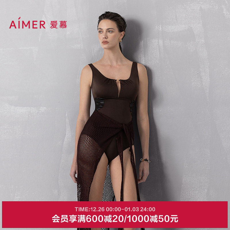 爱慕希腊之约女士带胸垫海边沙滩性感连体泳衣25夏AM68B301