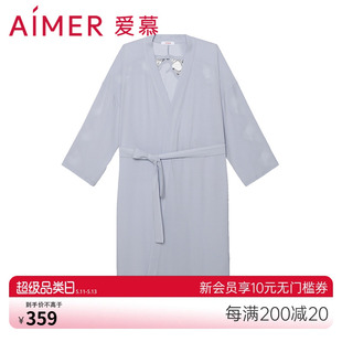 家居服睡袍AM487731 七分袖 可外穿秋冬简约纯色长款 爱慕睡衣女夏季