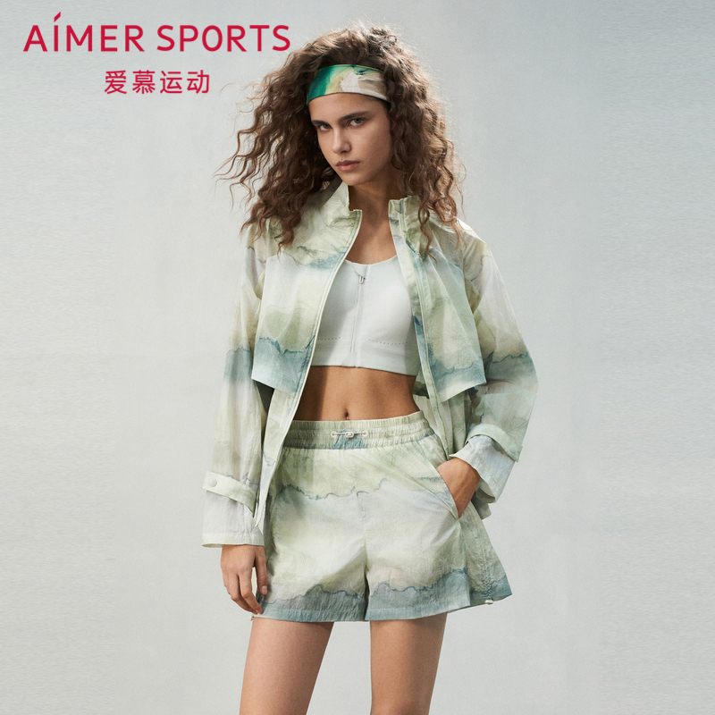 爱慕运动夏日练曲女士印花立领拉链薄外套外衣AS144S91