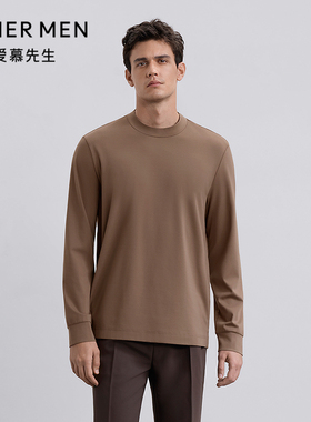 爱慕先生25秋冬暖搭-百搭暖型T保暖男含羊毛打底长袖上衣NS72M451
