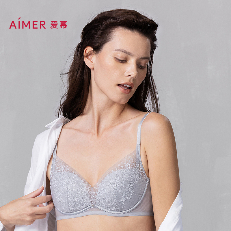 爱慕25春夏花影内衣女3/4无钢圈中厚模杯小胸聚拢文胸AM17A761