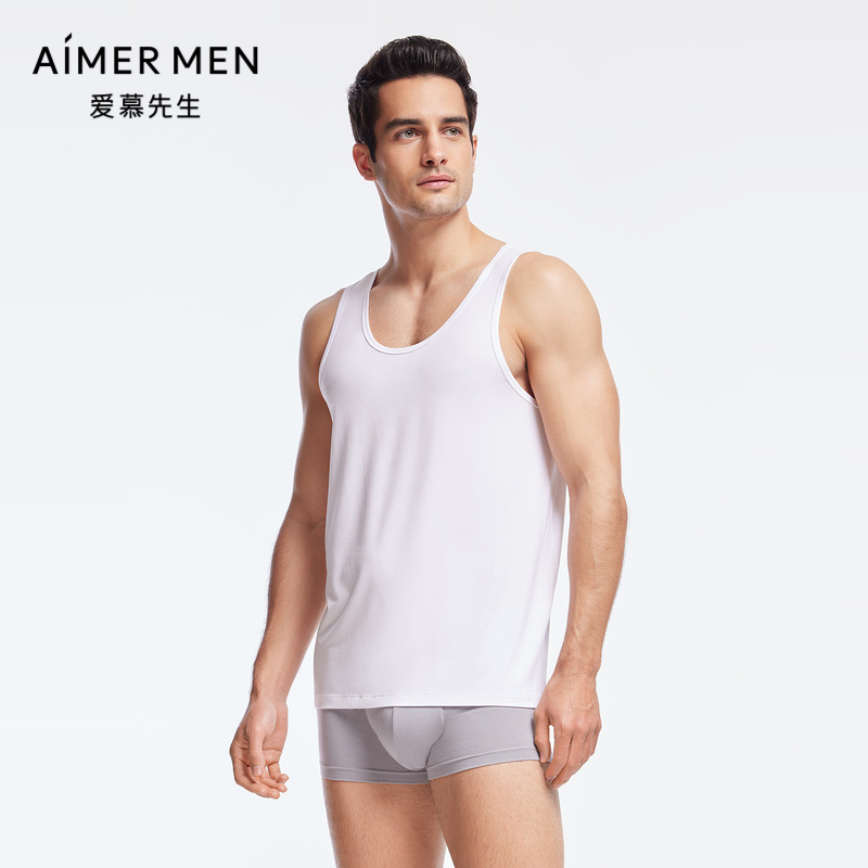 2件装爱慕先生官方正品男士背心打底莫代尔白色春夏上衣NS11C23