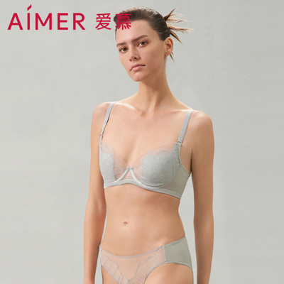 【洞力装】爱慕褶涧内衣女薄模杯大胸显小网纱文胸AM119551