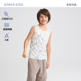 爱慕儿童洞洞系春夏男孩背心A类网眼打底透气宽肩背心AK211H352