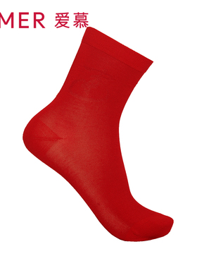 爱慕涟涟有余绢丝红色本命年开运系列袜子女士中筒袜秋冬