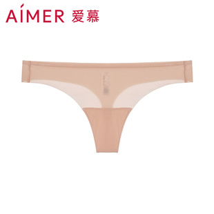 爱慕官方正品牌T字裤透明性感火辣内裤低腰大码肤色黑色 新款女